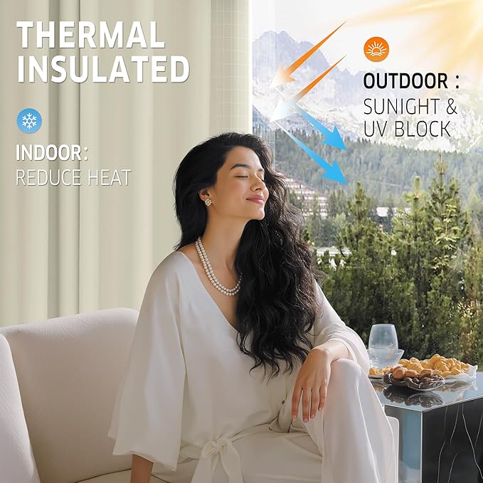 RYB HOME Outdoor Curtains for Patio Waterproof Tab Top Block Sunlight Thermal - Image 4