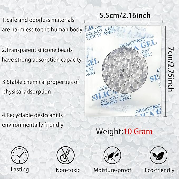 10 Pack 10g Silica Gel Desiccant Bags - Image 2
