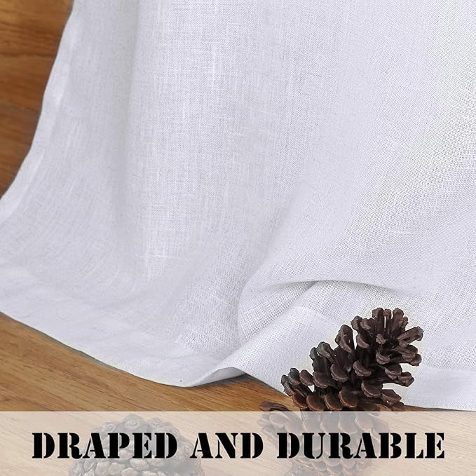 Linen Curtains Elegant Natural Linen Blended Curtains Energy Efficient Light - Image 6