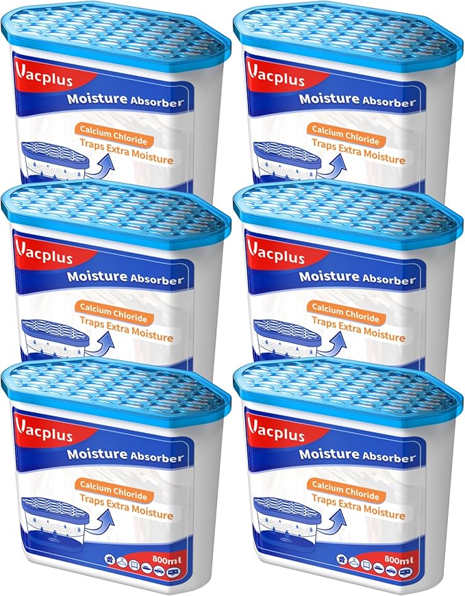 Vacplus Moisture Absorbers 6 pack, Portable Humidity Absorber Boxes by Vacplus