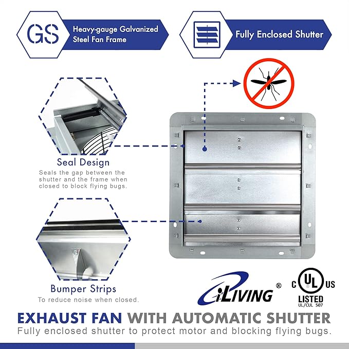 iLiving 12" Shutter Exhaust Fan - Image 6