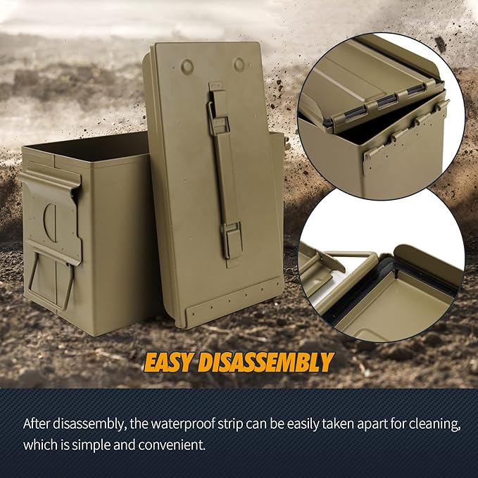 GUGULUZA Metal Ammo Can 30/50 Cal, Lockable Bullet Storage Case, Waterproof & - Image 5