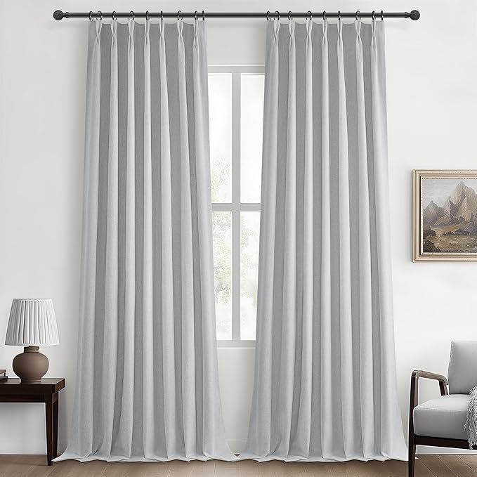 Light Grey Black Out Curtains 96 Inch Long by QJMYDECO