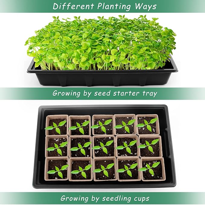 4 Pack Seed Starter Tray Kit, 120 Square Seed Peat Pots - Image 4