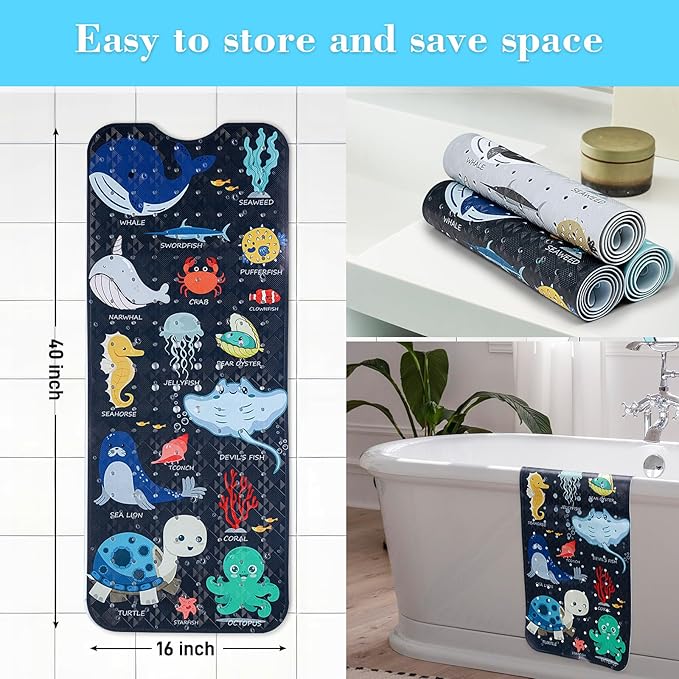 Bath Mat for Tub Non Slip, Machine Washable Anti-Slip Cartoon Baby Bathtub - Image 5