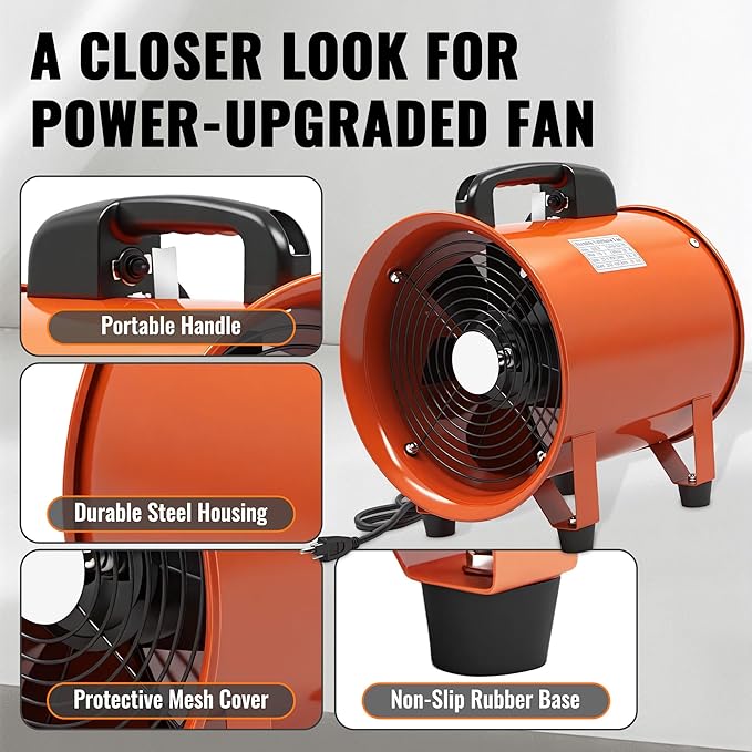 dreamdragon Upgraded 10-Inch Utility Blower Fan，Portable Industrial Exhaust Fan - Image 4