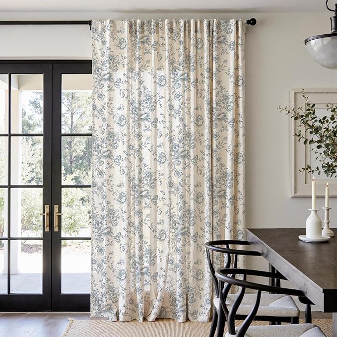 jinchan Linen Floral Curtains 100 Inch Extra Wide - Image 2