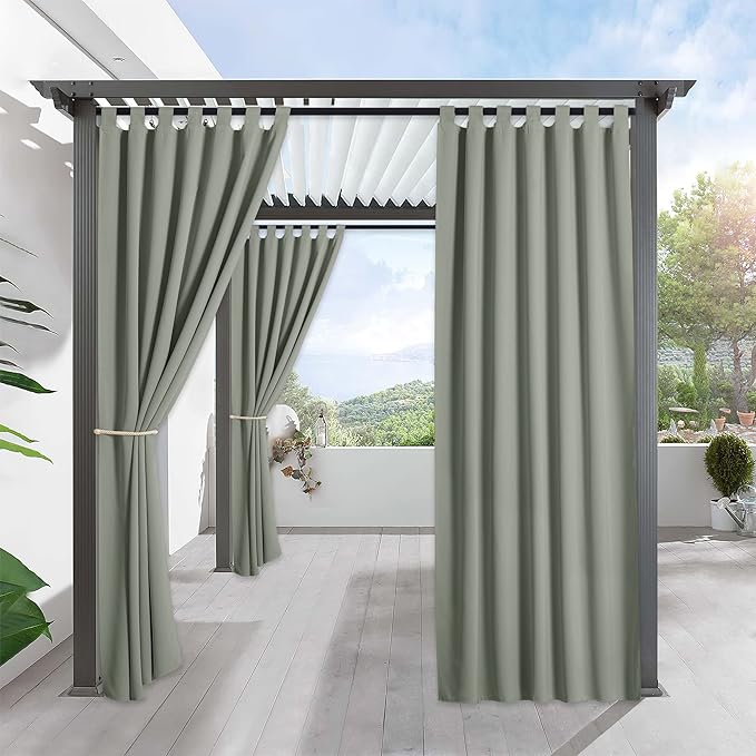 RYB HOME Outdoor Curtains for Patio Waterproof Tab Top Block Sunlight Thermal by RYBHOME