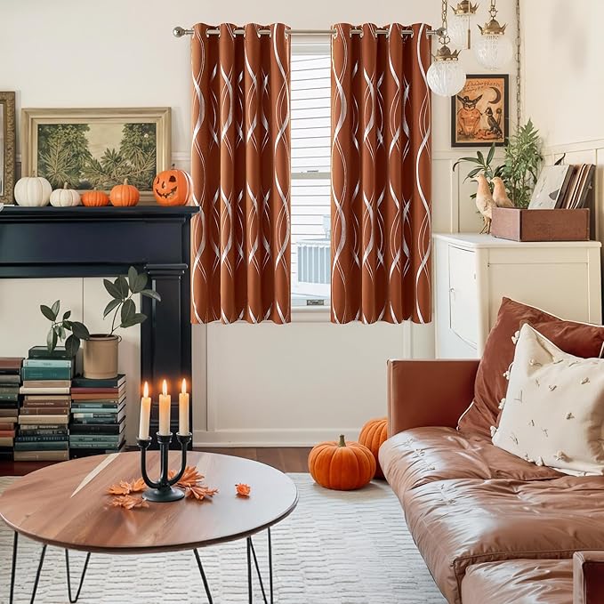 NICETOWN Fall Burnt Orange Blackout Curtain Panels - Image 2