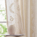 jinchan Belrose Linen Curtains for Bedroom Floral Curtains 96 Inch Length Linen by JINCHAN