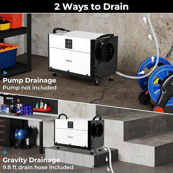 COSTWAY 192 PPD Commercial Dehumidifier, 2600 Sq.Ft Crawl Space Dehumidifier - Image 5