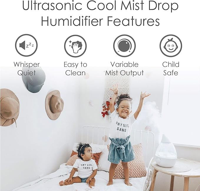 Crane White Teardrop Ultrasonic Cool Mist Humidifier, 1 Gallon Auto Shut-Off - Image 2