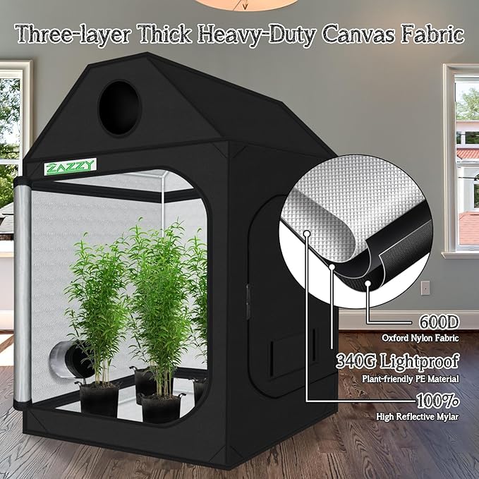 zazzy Grow Tent 60"x60"x72" Roof Cube Plant Grow Tents - Image 5