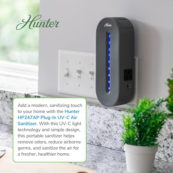 Hunter Plug-in UV Air Sanitizer, Aqua – Whisper Quiet UV-C Air Sanitizer - Image 7