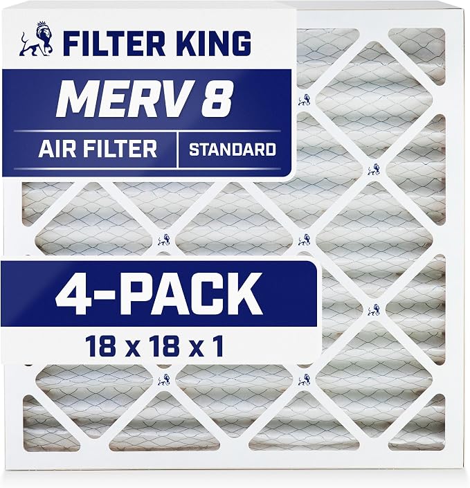 Filter King 18x18x1 Air Filter | 4-PACK | MERV 8 HVAC Pleated A/C Furnace by FilterKing