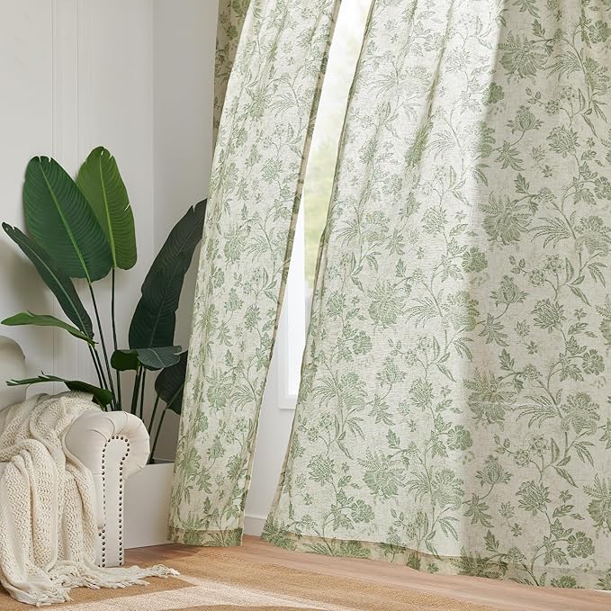 jinchan Linen Floral Curtains for Living Room - Image 6