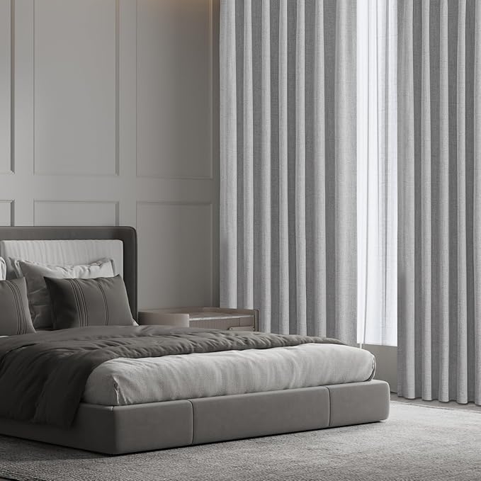 CUCRAF Linen 100% Blackout Curtains 90 Inch Length 2 Panels Set, Back Tab and - Image 9