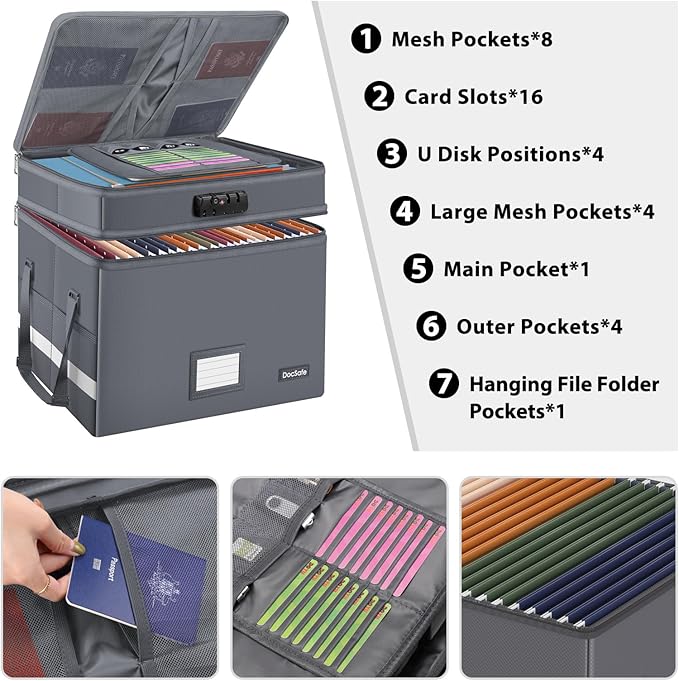 DocSafe File Box with Lock, Large Portable Home Office Filing Box - Image 2