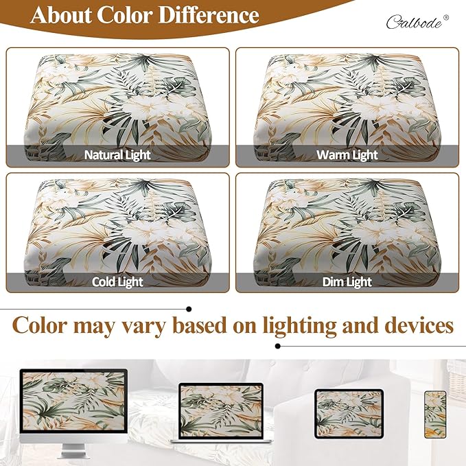 14Pcs Stretch Patio Cushion Cover, Tropical Floral and Leaf Pattern Sofa Covers - Image 5