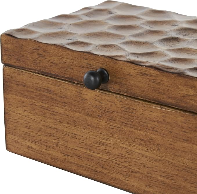 Deco 79 Wood Geometric Decorative Box Textured Concave Honeycomb Storage - Image 4