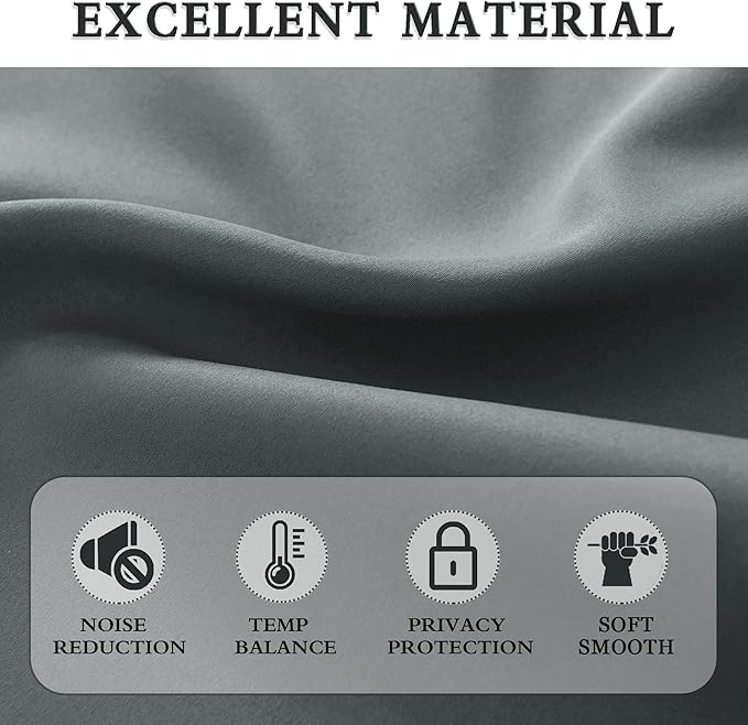 DONREN 72 Inch Length Medium Grey Blackout Curtains - Image 5