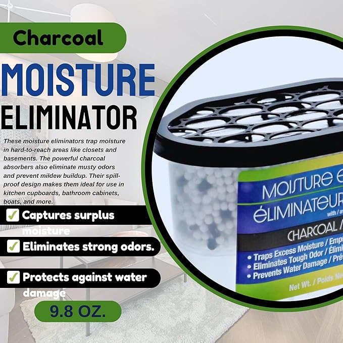 2-Pack Charcoal Moisture Absorber, 9.8 oz Humidity Control Odor Neutralizer - Image 2