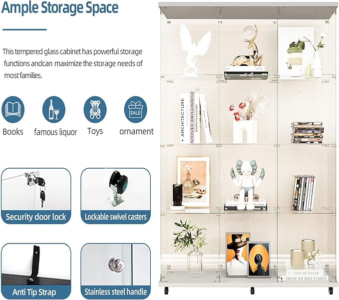 Yoluckea 4-Tier Glass Display Cabinet Extra Large - Image 4