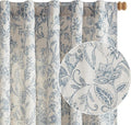 Vangao Lined Linen Curtains for Bedroom Floral Curtains 84 Inches Long Blue by Vangao