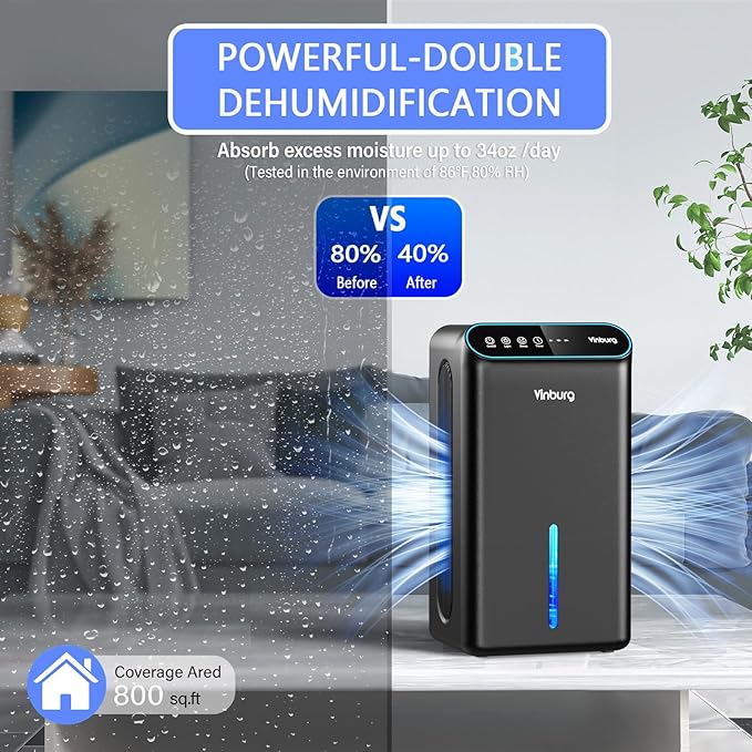 Dehumidifier for Basement Quiet Dehumidifiers for Home, Auto Shut-Off, Sleep - Image 3