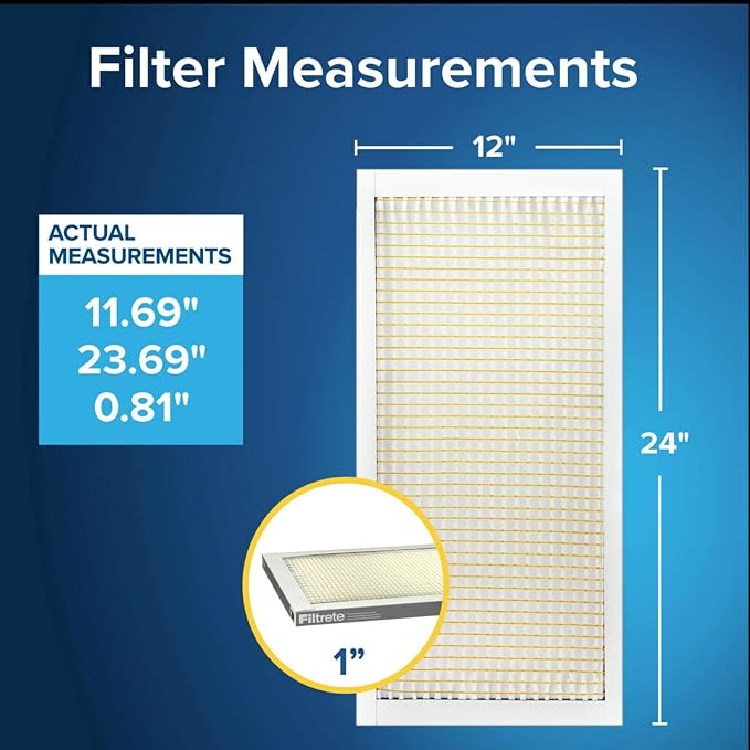 Filtrete 12 x 24 x 1 Air Filter, MERV 5, AC Furnace HVAC, MPR 300 Basic Dust - Image 2