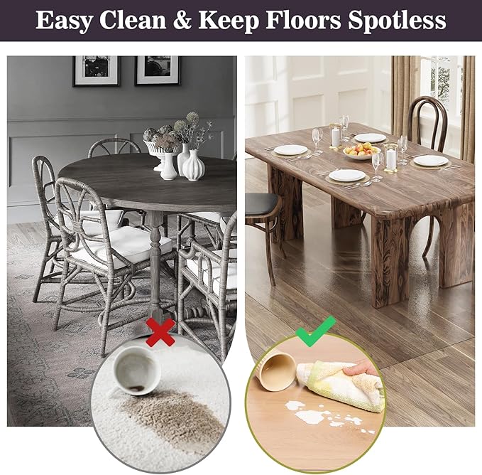 8'×10' Frosted Clear Floor Mat for Under Kitchen Table, Waterpoof Easy Cleaning - Image 2