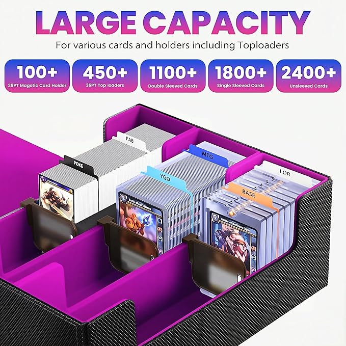 Card Storage Box For Trading Cards 1800+, Card Deck Box - Image 3