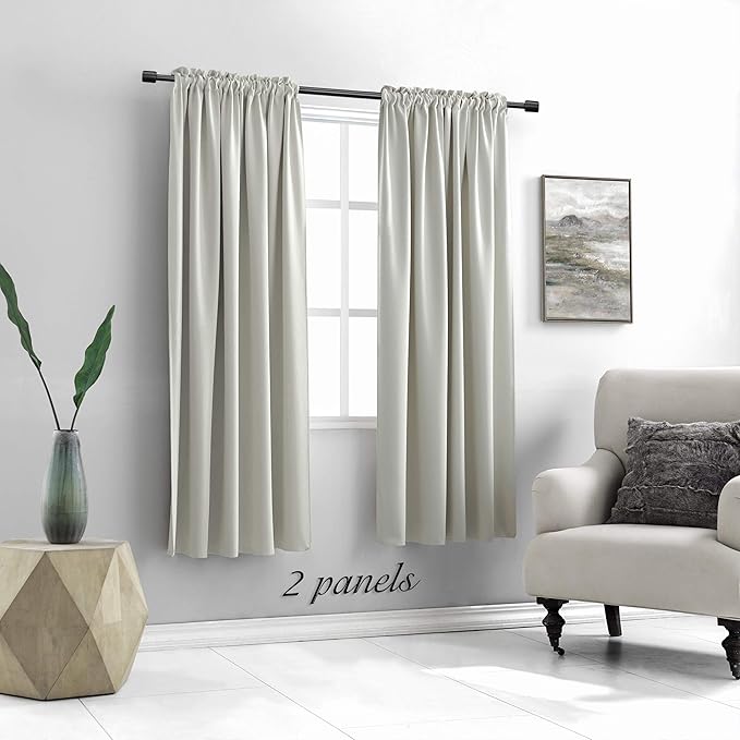 DONREN Light Gray Blackout Curtains Panels Room Darkening Thermal Insulated - Image 2
