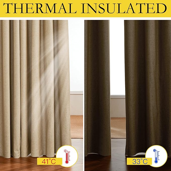 NICETOWN Full Shade Curtain Panels, 62 x 63 inch, Pair of Energy Smart & Noise - Image 3