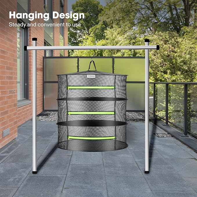 VIVOSUN 3-Layer Mesh Drying Rack Hanging Design - Image 3