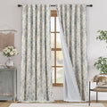 jinchan Blackout Linen Blend Curtain Gray Floral Blackout Curtains by JINCHAN