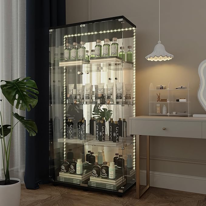 Yoluckea 4 Tiers Glass Display Cabinet by Yoluckea