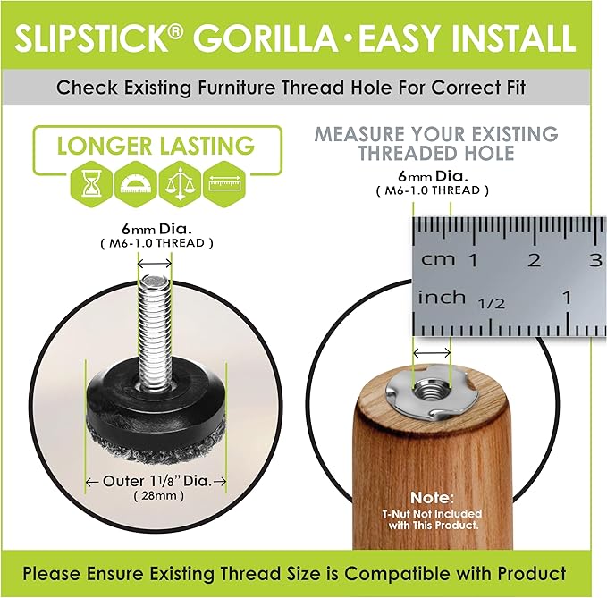 Slipstick Gorilla Outdoor Adjustable Furniture Levelers Weatherproof Screw in - Image 4