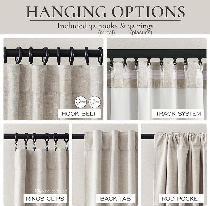 100% Blackout Elegant Curtains 95 Inch 2 Panel Set - Image 4