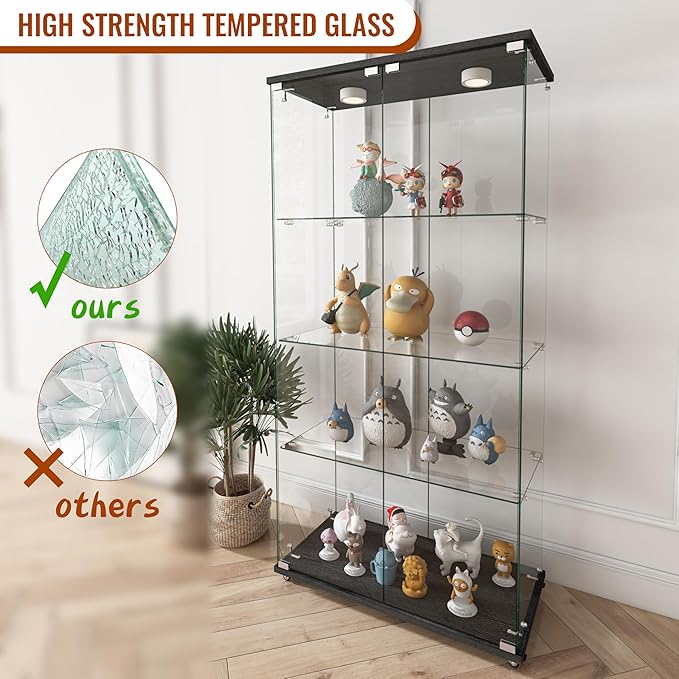 Yoluckea 4-Shelf Glass Display Cabinet - Image 6