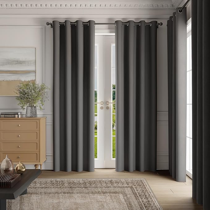 NICETOWN Room Darkening Draperies Curtains Panels, 2 Panels Grey W52 x L108 - Image 9