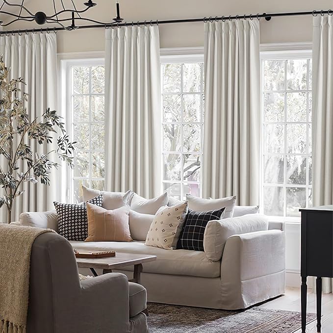 Living Room Black Out Curtains 63 Inch Long, Insulated Thermal Room Darkening - Image 7