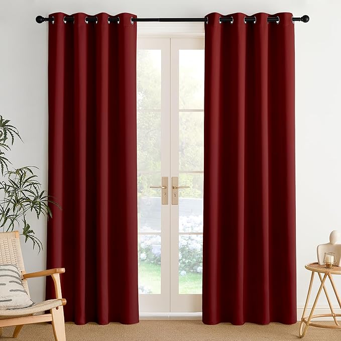 NICETOWN Room Darkening Draperies Curtains Panels, 2 Panels Burgundy Red W52 x by NICETOWN