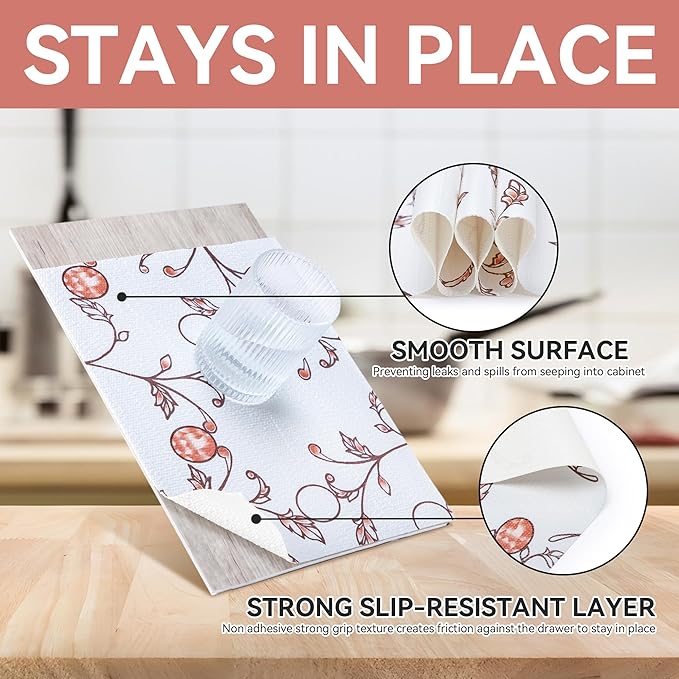 RAY STAR Shelf Liner, 18 Inch x 8 Feet Non Adhesive Wisteria Pink Floral - Image 3