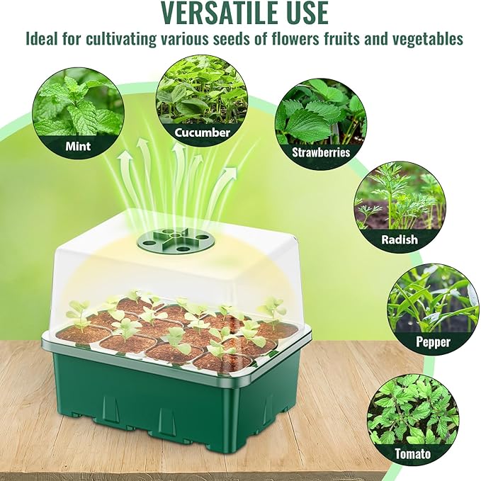 NBPLUS Seed Starter Tray with Grow Light, 5 Pack 60 Cells Seed Starter kit with - Image 5