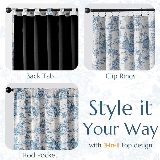 jinchan 95% Blackout Toile Curtains - Image 3