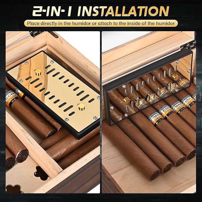 Electroplated Gold Cigar Humidor Humidifier, Slide-Closure Design, Maintains - Image 4