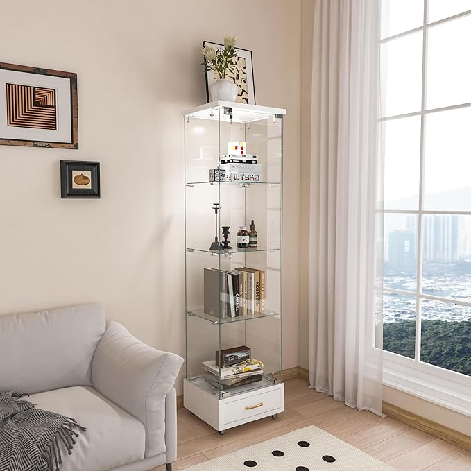 Yoluckea 4-Tier Glass Display Cabinet - Image 8