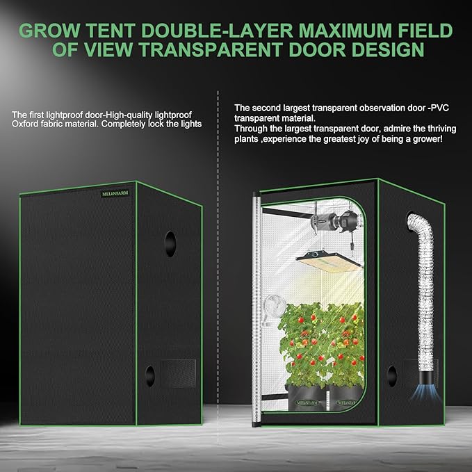 MELONFARM 34"x34"x72" Grow Tent, Double Transparent Viewing Door Indoor Grow - Image 2