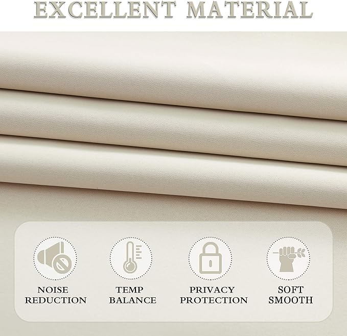 DONREN Beige Room Darkening Curtains - Image 5